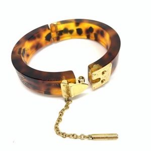LOUIS VUITTON TORTOISE RESIN & GOLD VINTAGE LOCK ME BRACELET + BOX!